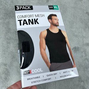 Comfort Mesh Tank 3 Pack Black XL Quick Dry Nylon Stretch a1021